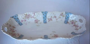 ANTIQUE ELITE SM LIMOGES OBLONG SERVING PLATTER WITH 2 HANDLES - Picture 1 of 3
