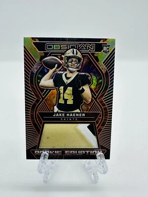 2023 Panini Obsidian Football Jake Haener Rookie Eruption 3 Colour Patch /49 - Image 1 of 2