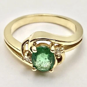 Vintage 14 Karat massiver Gelbgold Smaragd Ring Größe 4,25, 3,29 Gramm - Bild 1 von 11