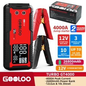 🔋GOOLOO GT4000 Car Jump Starter 4000A 100W Fast-Charging Portable Jump Pack Box - Picture 1 of 21