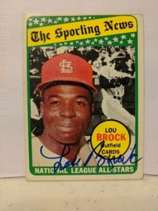 1969 TOPPS #428 LOU BROCK VINTAGE FIRMATO COME CARD DEC CARDINALS HOF - Foto 1 di 1