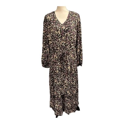 Lane Bryant Dress Womens 18 Black Dark Floral Metallic Chiffon Maxi Grunge Fairy - Image 1 of 4