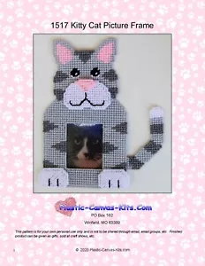 Kitty Cat Picture Frame-Plastic Canvas Pattern or Kit - Bild 1 von 1