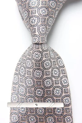 New Classic Polka Dot Gray Brown JACQUARD WOVEN 100% Silk Men's Necktie Tie - Image 1 of 4