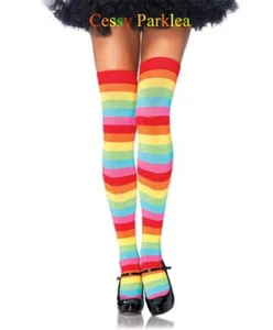 Calcetín Rainbow Thighs años 80 calcetín años 80 accesorio de disfraz de fantasía - Imagen 1 de 1