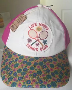 Natural Life ‘Live Happy Tennis Club’ Baseball Style Floral Hat, NWT, Sold Out - Picture 1 of 9
