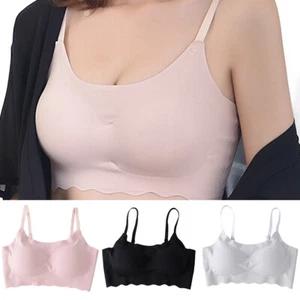 Womens Ladies Sports Sleep Comfort Bras Non-Wired Full Cup Seamless Soft Tops - Picture 1 of 12