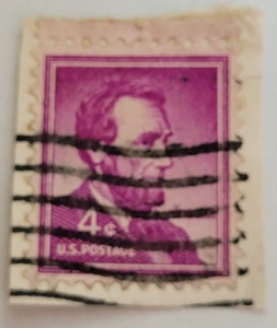 U.S. Postage ~ Abraham Lincoln ~ 4¢ Purple Stamp ~ used/posted ~ c.1954 -16 - Bild 1 von 6