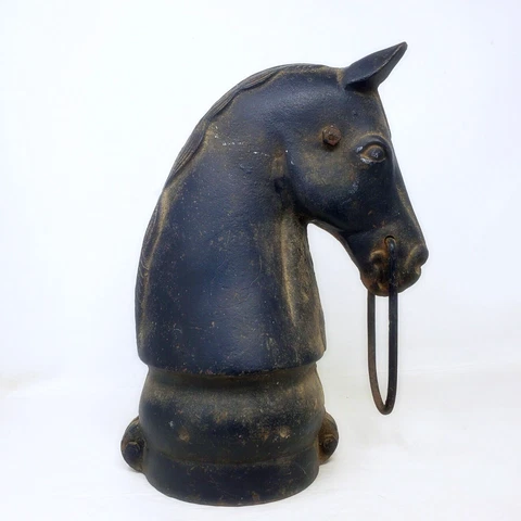 Horsehead Cast Iron Hitching Post Top - 13" Tall 16.7lb 2-Piece Horse Tether Tie Cover