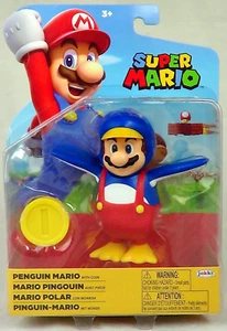 Figura de acción Super Mario Penguin Mario con moneda, 4" Jakks Pacific 2022 - Imagen 1 de 9