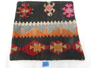 Unique Kilim Pillow Cover 16x16" Case from Kilim Rug Hidden Zipper Amazing Work - Picture 1 of 8