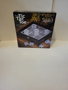 Studio Silversmiths 10pc Tic Tac Toe Wooden Chest Frosted Crystal Pieces VTG - Picture 1 of 4