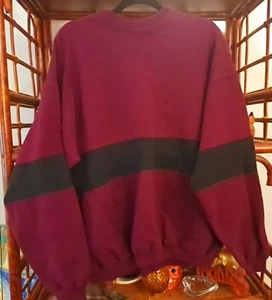 Felpa Hanes Burgundy Colorblock anni 90 USA vintage uomo XL - Foto 1 di 5
