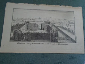 ANTIQUE PRINT - SOUTH VIEW BARNWELL CASTLE NORTHAMPTONSHIRE - Picture 1 of 3