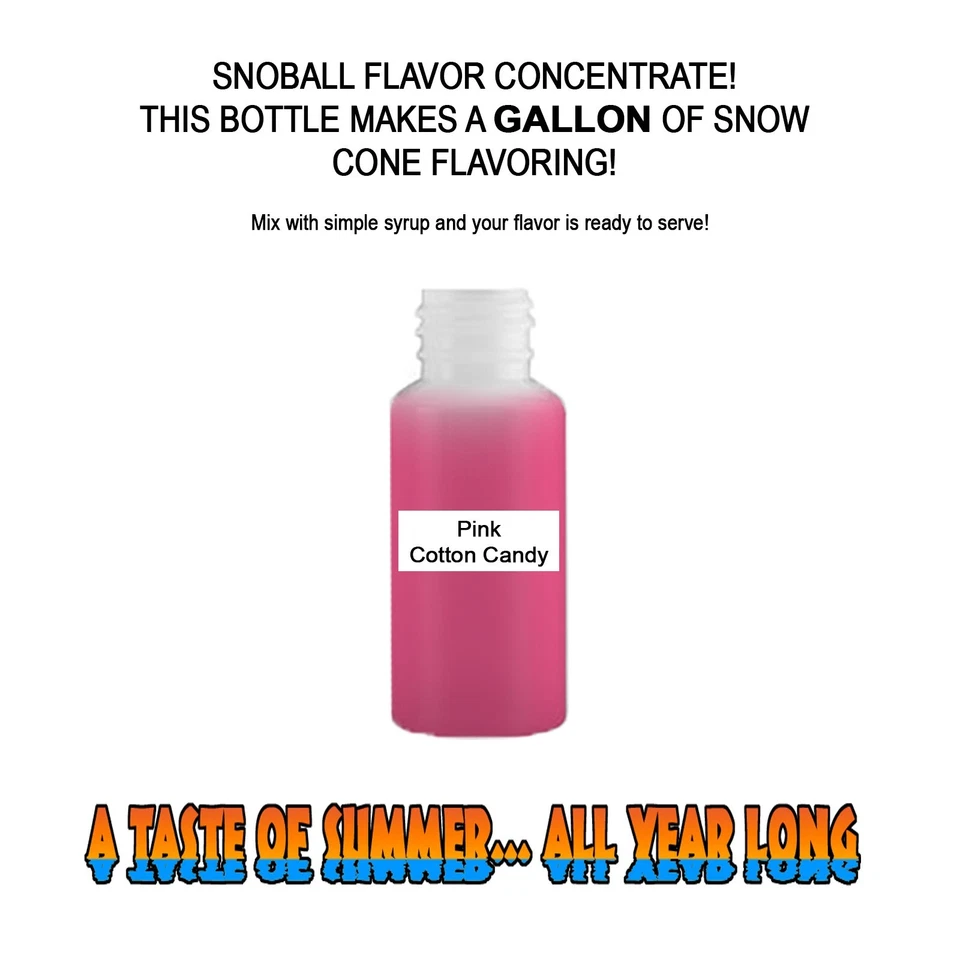 SUMMER SNOW ENTERTAINMENT PINK COTTON CANDY SYRUP MIX SNOW CONE Flavor GALLON CONCENTRATE #1