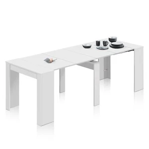 Mesa de comedor, consola extensible mesa cocina, mesa escritorio, Blanco Brillo - Imagen 1 de 12