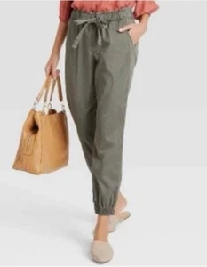 NWT KNOX ROSE Women Drawstring Pants/Joggers High Waist Army Green Sz L - Picture 1 of 19