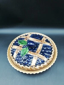 Deckel Schale Heidelbeer  Keramik Backform Majolika groß vintage - Bild 1 von 12