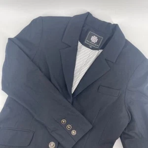 Two Penny Blue Women's Cambridge Wool Black Two Button Blazer - Picture 1 of 5