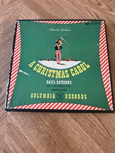 Basil Rathbone "A Christmas Carol" 3 record Box set 45rpm Columbia A-521 VG+/VG - Picture 1 of 7
