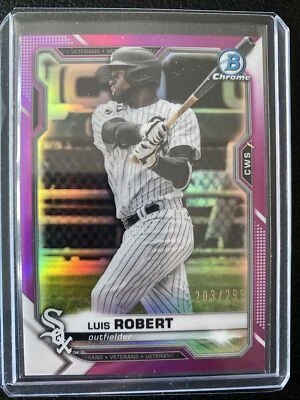 2021 Bowman Chrome Fuchsia Pink Refractor #/299 Luis Robert #90 White Sox SP - Image 1 of 2