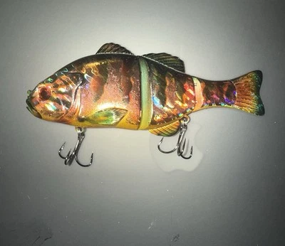 Cebo deslizante personalizado Bluegill pintura personalizada señuelo bajo 6 pulgadas doble sonajero articulado  Foto 1 de 4