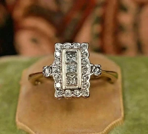 3.2Ct Art Deco Style Princess Lab Created Diamond 14K White Gold Finish Ring - Picture 1 of 13
