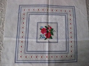Vintage PETIT POINT PILLOW Fabric Panel VIP Cranston 18"x 21" Cottage Core - Picture 1 of 5