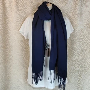 Osprey NWTS Womens Navy Blue Scarf Made In Italy Tassel Ends Size L73" x W32.5" - Picture 1 of 9