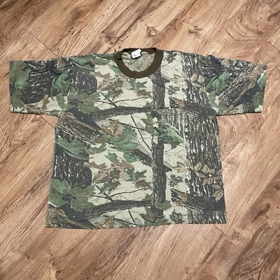 Vintage Librety Realtree Camouflage Tshirt Men 2XL Hunting Camo Pocket Shirt Tee - Image 1 of 4
