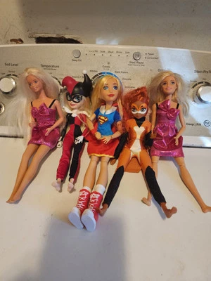 DC Comics Harley Quinn, Supergirl, Ladybug & 2 Mattel Barbies - Image 1 of 4