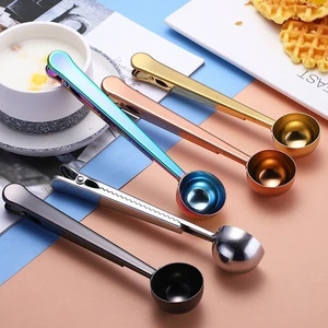 2-in-1 Coffee Spoon With Bag Clip Gold Spoon Bag Clip Kitchen - Picture 1 of 17