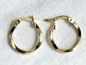 18k solid real gold Hoop earrings 17 mm Diameter - Picture 1 of 6