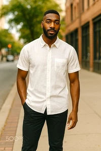 Report Collection Mens XL Linen/Cotton Short Sleeve Button Down Shirt New In Pkg - Picture 1 of 6