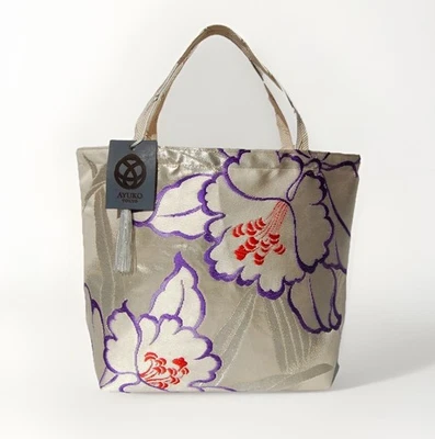 Bolsa Obi Kimono 100% Seda Única – Bolsa Tote Artesanal Japonesa Upcycled - Imagem 1 de 4