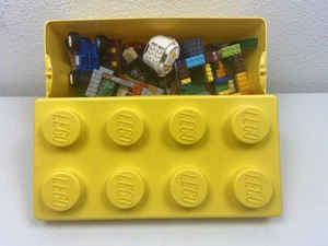LEGO Storage Brick Case Large Yellow Container Plastic Bin W/ Legos 14x7 - Picture 1 of 2