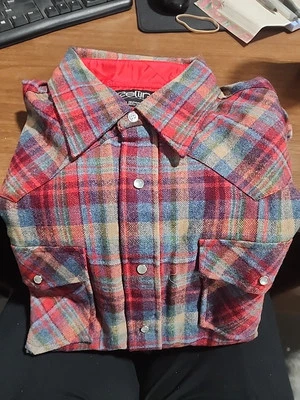 Camisa vintage con botones de la colección Cellini para hombre L camisa de franela de lana a cuadros Foto 1 de 3