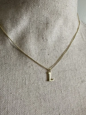 Ожерелье Argento Vivo с инициалом «L» — чистое серебро позолота 18 карат, регулируемое - Изображение 1 из 4