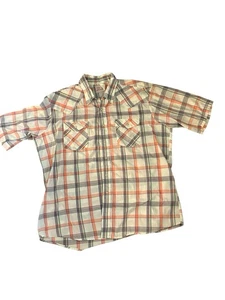 VTG Saddle King Western Pearl Snap Shirt Men’s 18 Plaid Short Sleeve USA - Picture 1 of 8