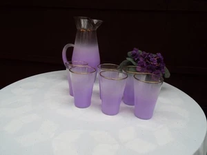 Vintage Blendo LavendelSaft Set, Krug, 6 Becher - Bild 1 von 7
