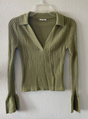 Top para mujer Tularosa talla S verde manga larga cuello acanalado estilo boho Y2K Foto 1 de 4