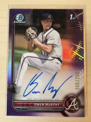 2022 Bowman Chrome Draft Owen Murphy Purple Refractor Autograph /250 Braves Auto - Image 1 of 2