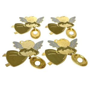 Juego de 4 adornos de ángel de metal dorado mini marco de fotos Gloria Duchin A6 - Imagen 1 de 14