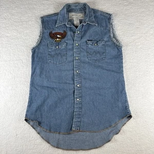 Camisa Denim Replay XL Motociclista Sin Mangas Grande Harley Davidson Concho Parche Águila - Imagen 1 de 9