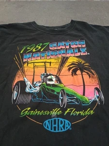 Camiseta NHRA 1987 Gator Nationals Talla L Negra Retro Coche Gráfico Algodón Hombres - Imagen 1 de 7