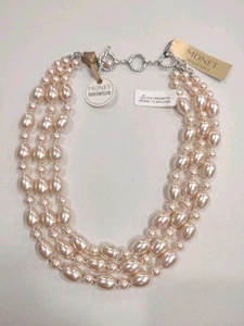 NUEVO CON ETIQUETAS Collar Monet ST Cristal Rosa Perla Multistrand Cuentas 15"-18", S3 - Imagen 1 de 10