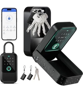 Moquin Smart Lock Box for House Keys, Fingerprint Lockbox Bluetooth Key Box - Picture 1 of 9