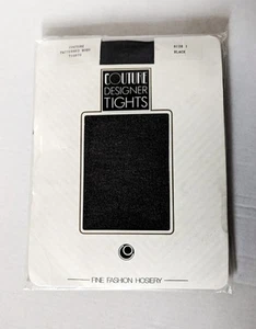Vintage COUTURE DESIGNER TIGHTS Black Patterned Body Brand New Old Stock Size1 - Picture 1 of 4