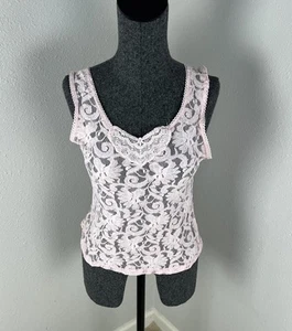 Vintage Secret Treasures Pink Lace Embroidered Sheer Tank Top Size Small - Bild 1 von 8