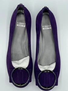 STUART WEITZMAN FLATS! Purple Suede Buckle Flats - NEW Size US 6 - Picture 1 of 5
